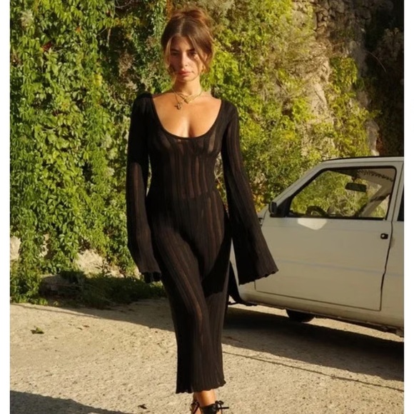 Heavy Manners Dresses & Skirts - Heavy Manners Sweet Nothing Black Long Sleeve Knit Dress